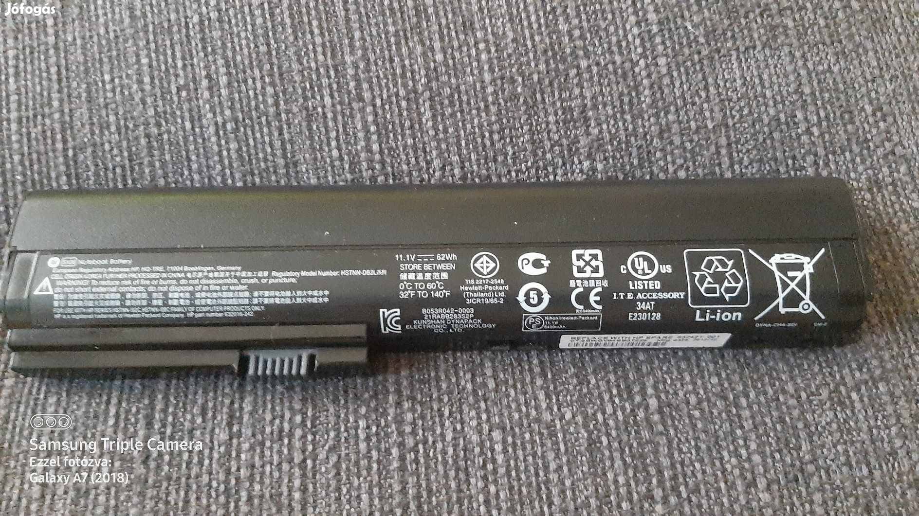 HP Elitebook 2560P 2570P használt akkumulátor 4400 mAh, használt 80 sz