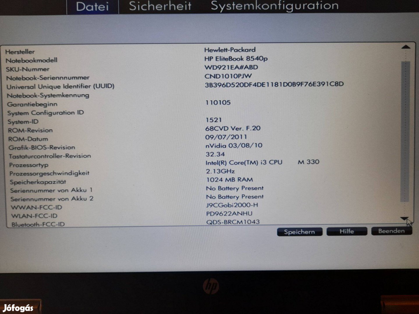 HP Elitebook 8540p 8540w laptop alkatrész