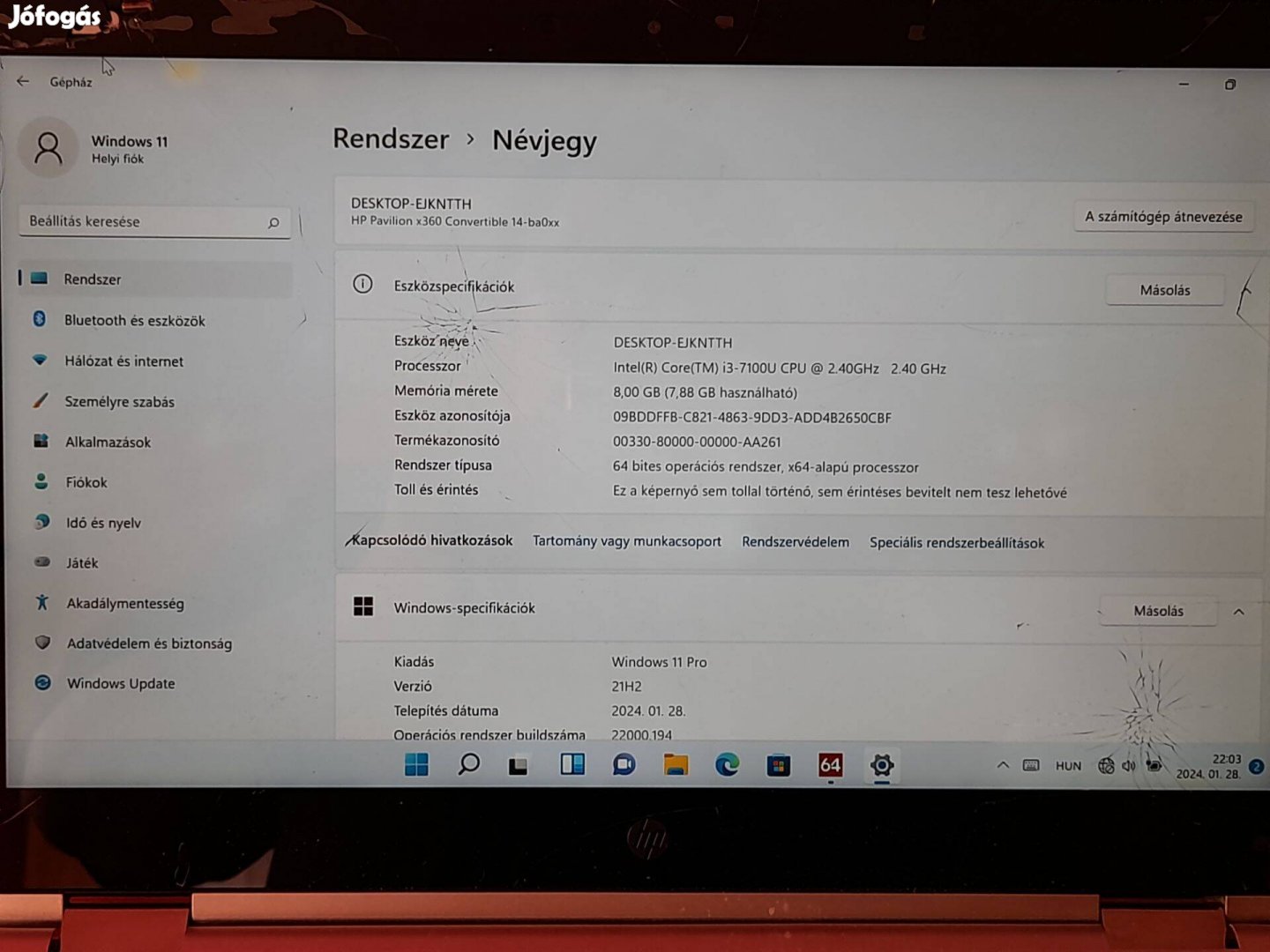 HP Pavilion X360 14 széria 14-ba012nd I3 7gen. alkatrészek