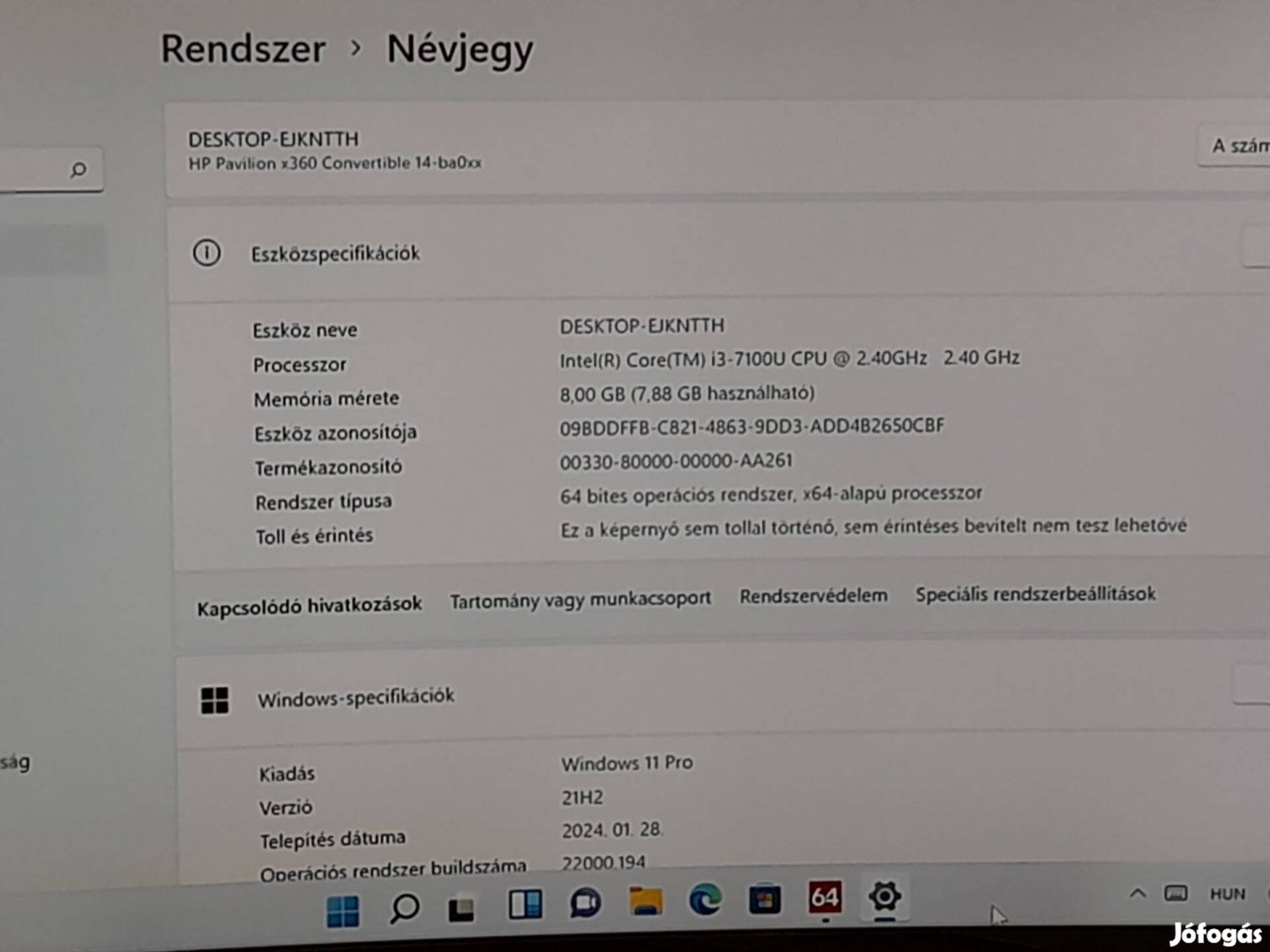 HP Pavilion X360 14 széria 14-ba081nd cpu I3 7 gen. alkatrészek