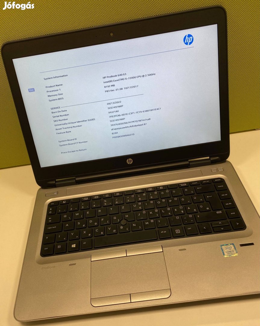 HP Probook 640 G3 notebook szép és tökéletesen működő állapotban eladó