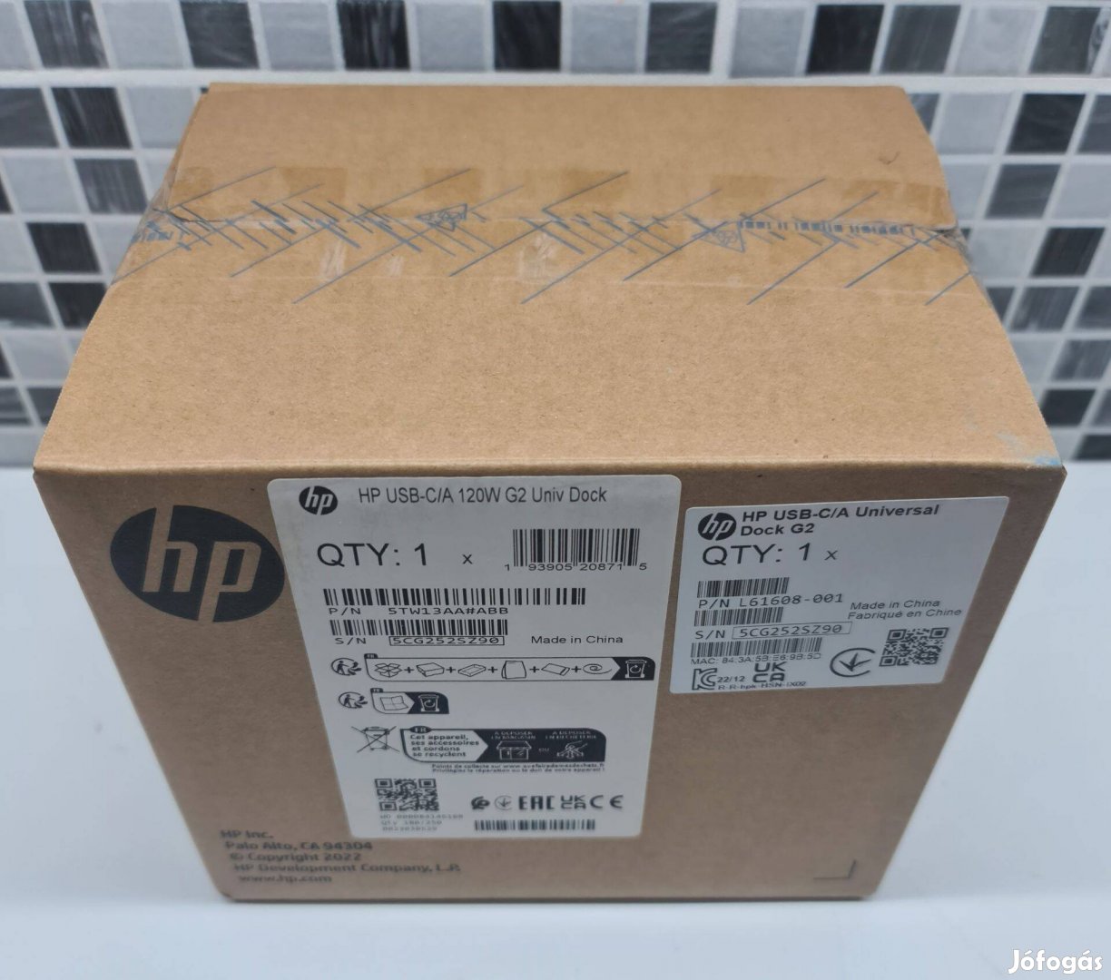 HP USB-C/A universal G2 dokkoló + 120W töltő (Displaylink 4K)- Új