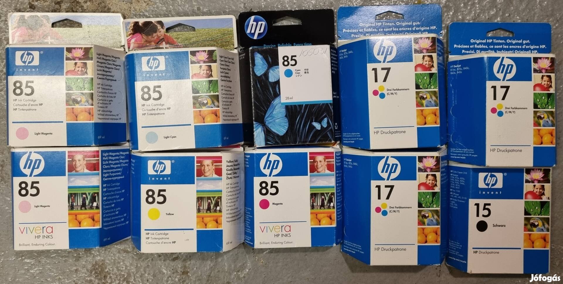 HP tintapatronok gyári csomagolásban