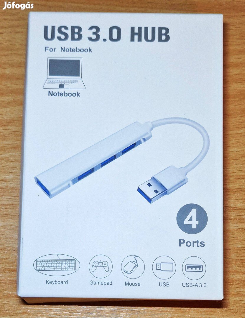 HUB USB 3.0 4 portos elosztó, ezüst színű