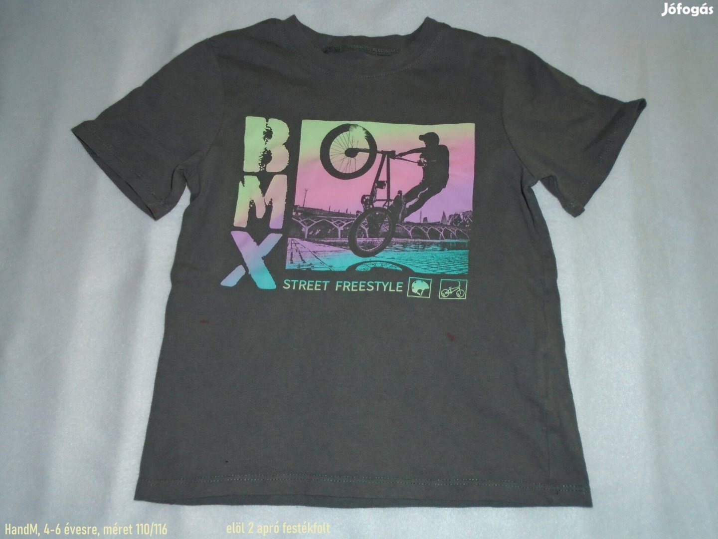 H&M BMX mintás póló 4-6 évesre (méret 110 / 116) szürke