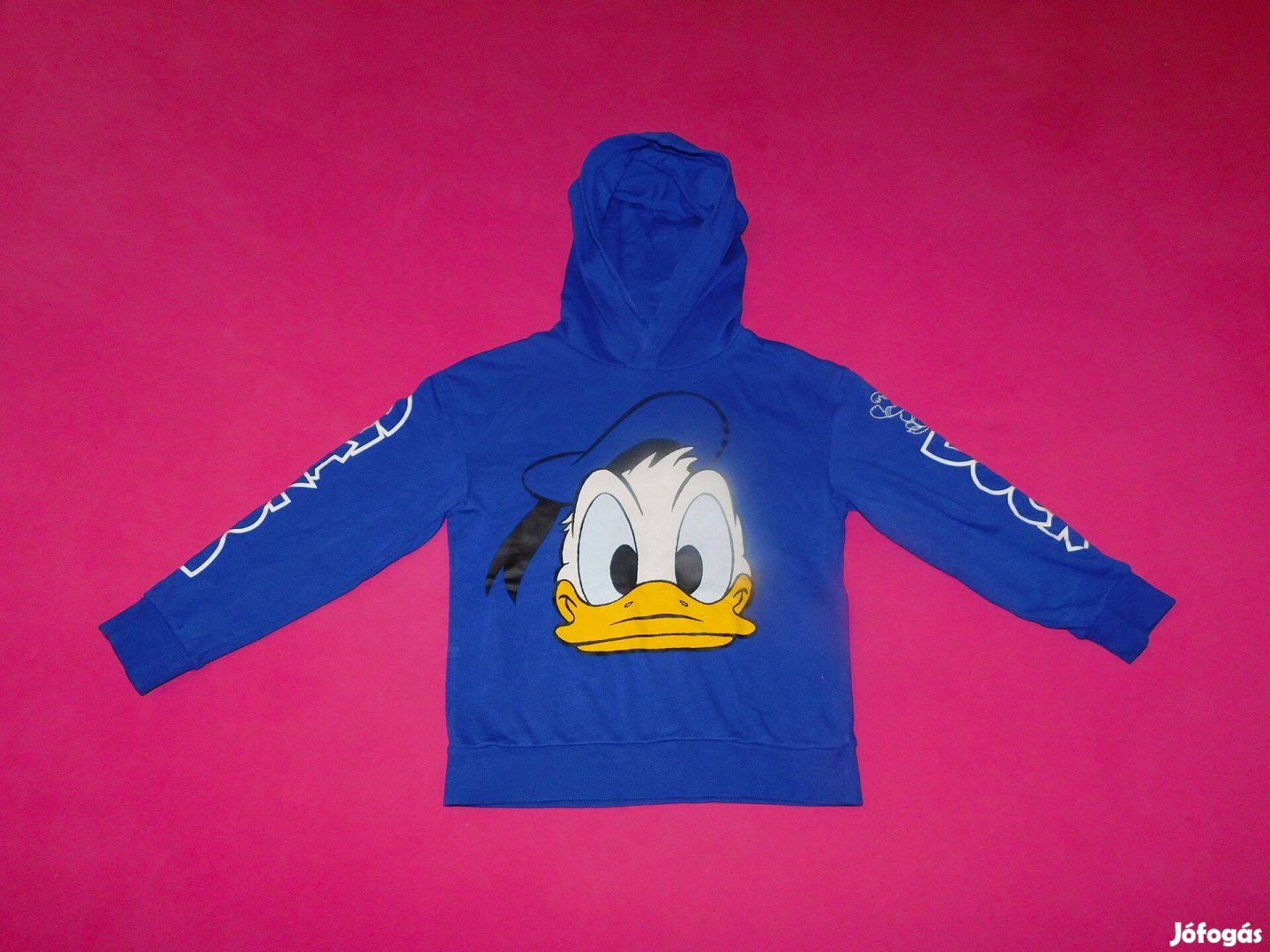 H&M Disney Donald kacsa figurás, kapucnis pulóver 122-128-as, 7-8 év