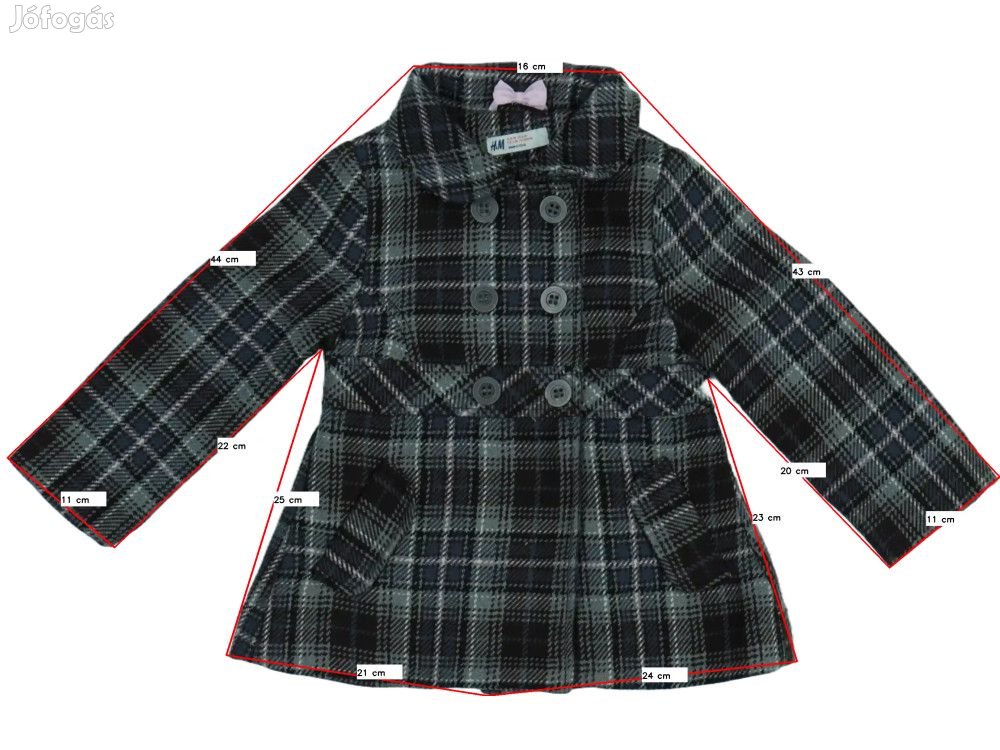 H&M Használt (keveset használt) Lány Átmeneti kabát (Méret: 98)