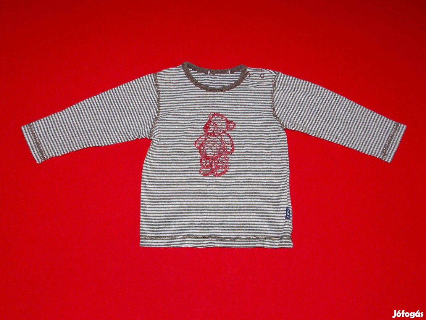 H&M L.O.G.G. csíkos, macikás hosszú ujjú póló 80-as, 1 évesre