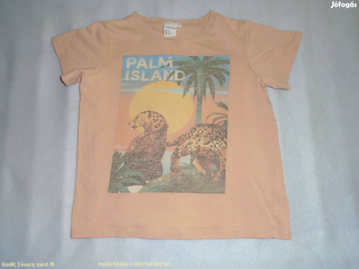 H&M állat mintás póló 3 évesre (méret 98) világos színű