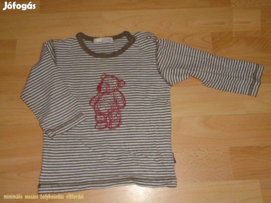 H&M csíkos és maci mintás hosszú ujjú póló felső 12-18 hó (méret 86)