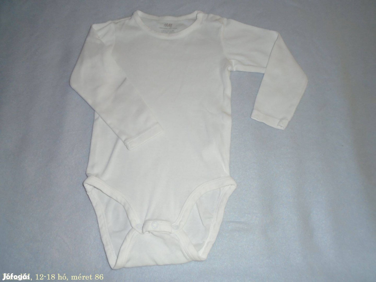 H&M fehér hosszú ujjú body 12-18 hó (méret 86)