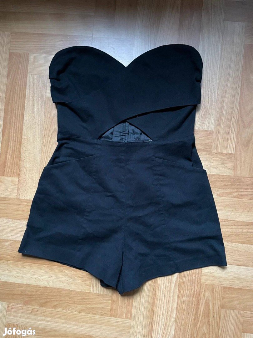 H&M fekete cutout pánt nélküli romper jumpsuit