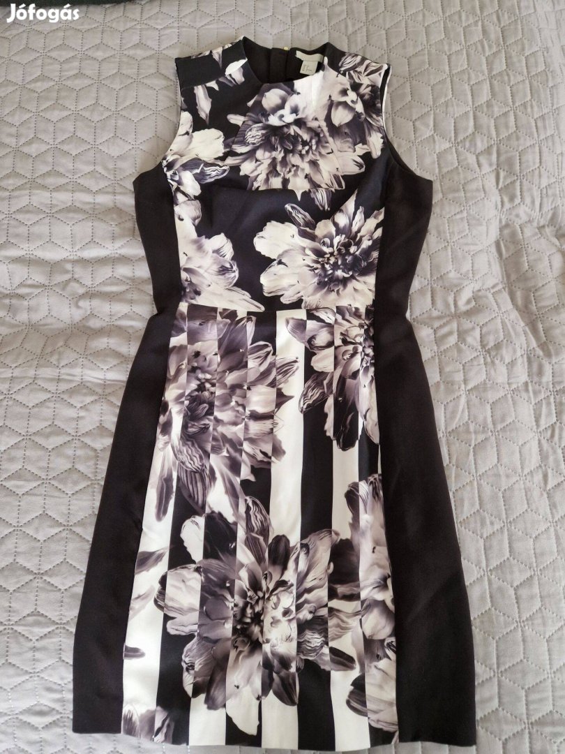 H&M fekete-fehér virág mintás női ujjatlan ruha 38-as méret