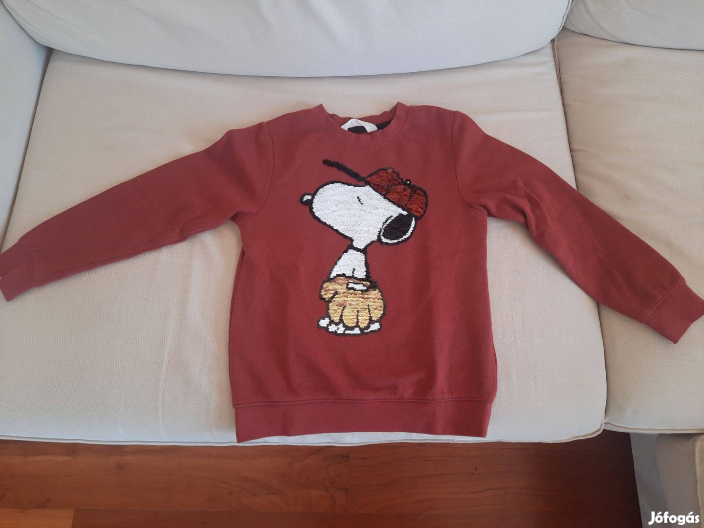 H&M flitteres (simogatós) gyermek Snoopy-s pulóver 122-128