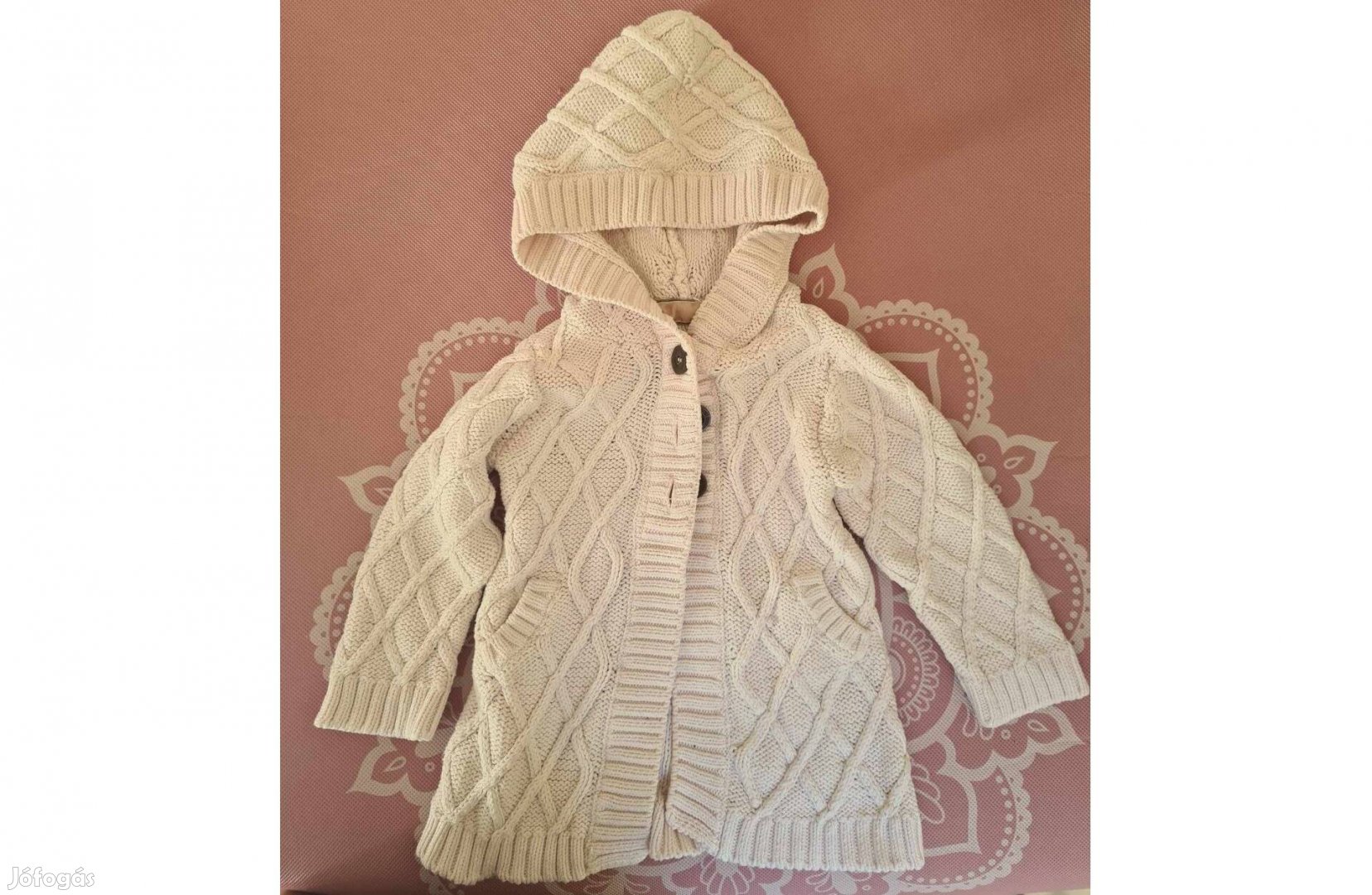 HM halvány rózsaszín kötött kardigán 80-as