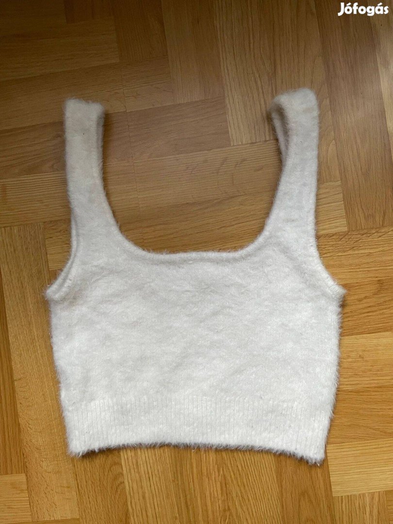 H&M hófehér szőrös croptop bralet white fluffy crop top