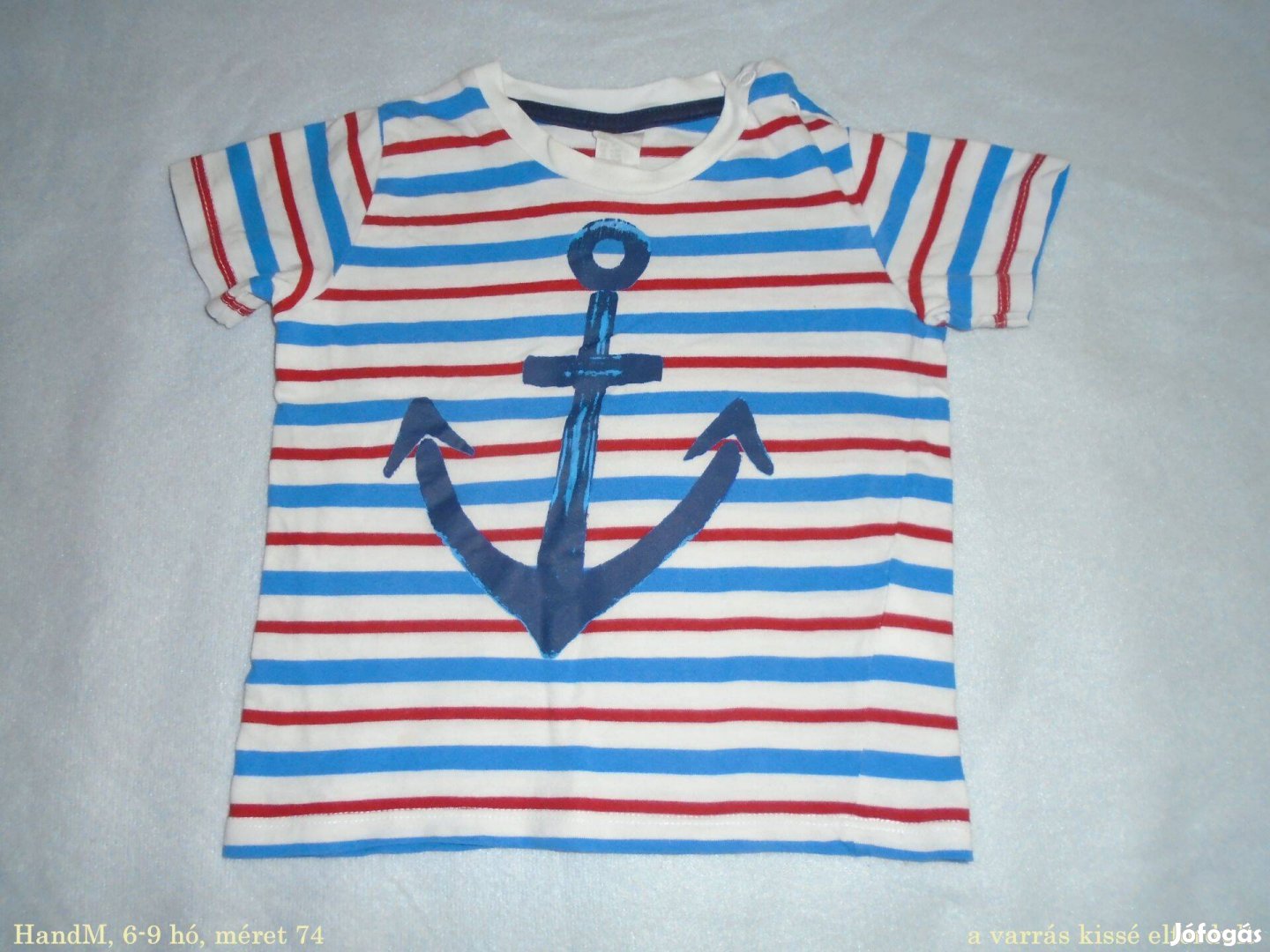 HM horgony mintás csíkos póló 6-9 hó méret 74