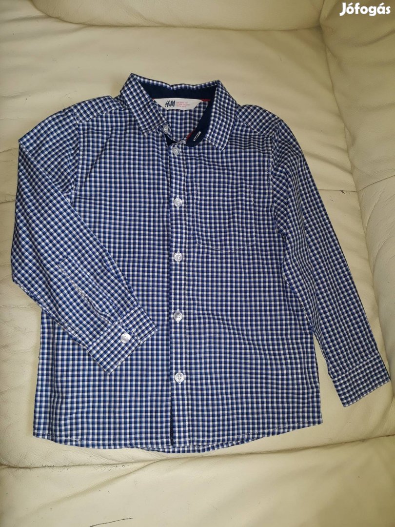 H&M kék apró kockás fiú ing 4-5 év