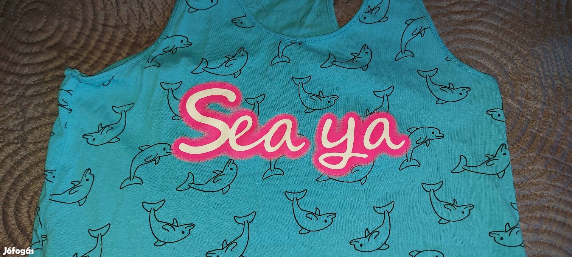 H&M kék delfines nyári pizsama 170 XS S 34 36