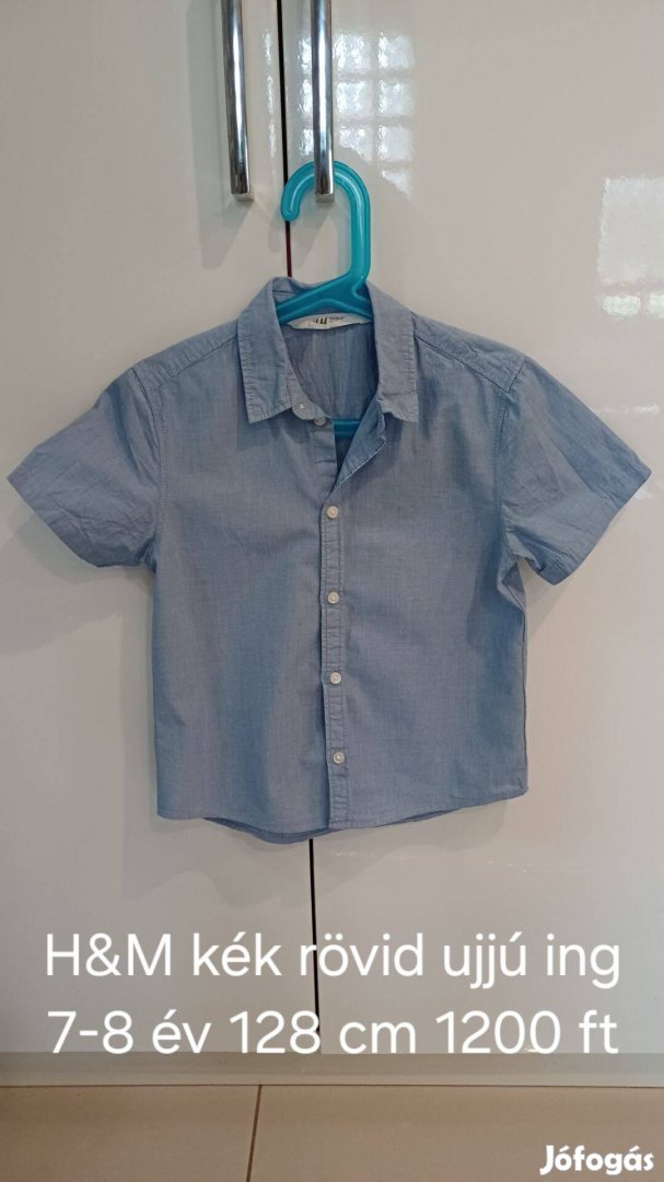 H&M kék rövid ujjú fiú ing 7-8 év 128 cm
