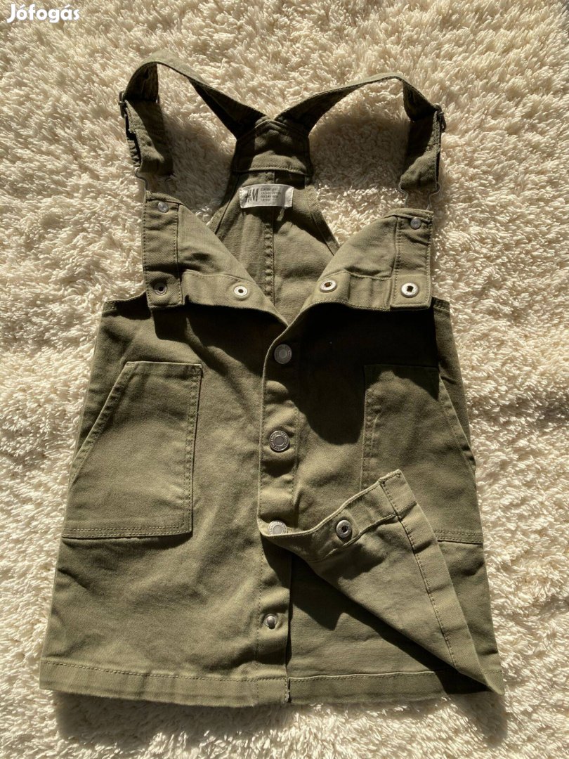 H&M kislány khaki kantáros ruha (104) Új
