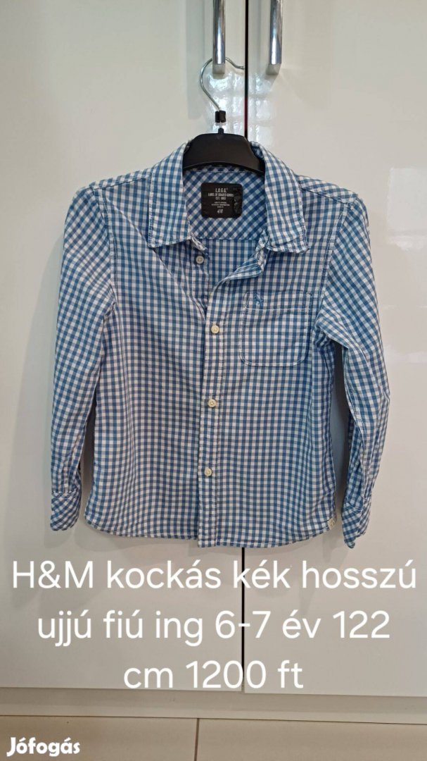 H&M kockás kék hosszú ujjú fiú ing 6-7 év 122 cm