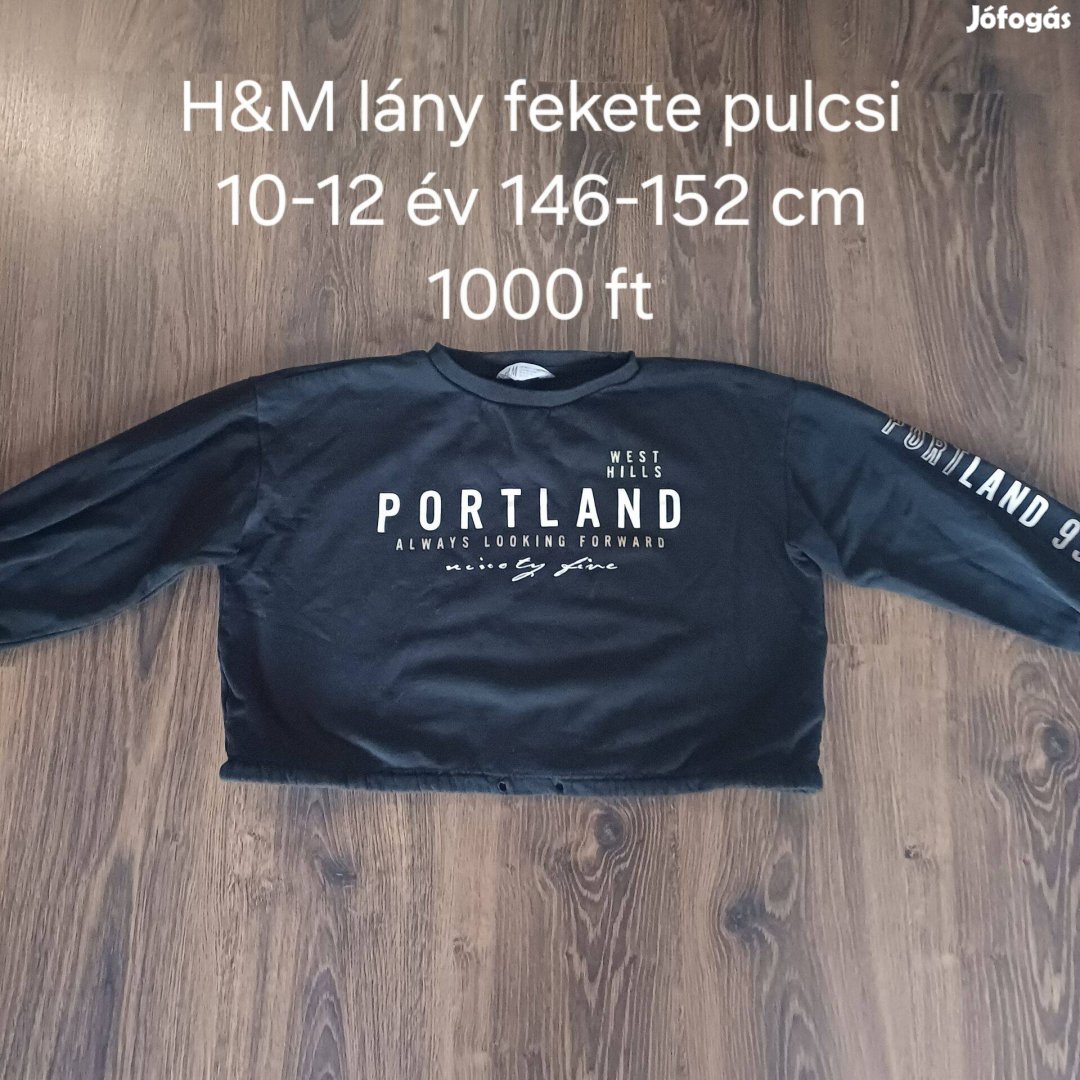 H&M lány fekete pulcsi 10-12 év 146-152 cm