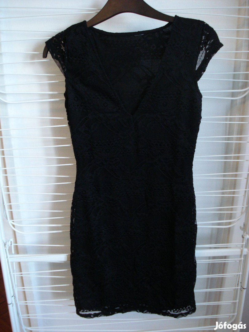 H&M női új fekete csipke ruha koktéruha kis fekete alkalmi 34/XS
