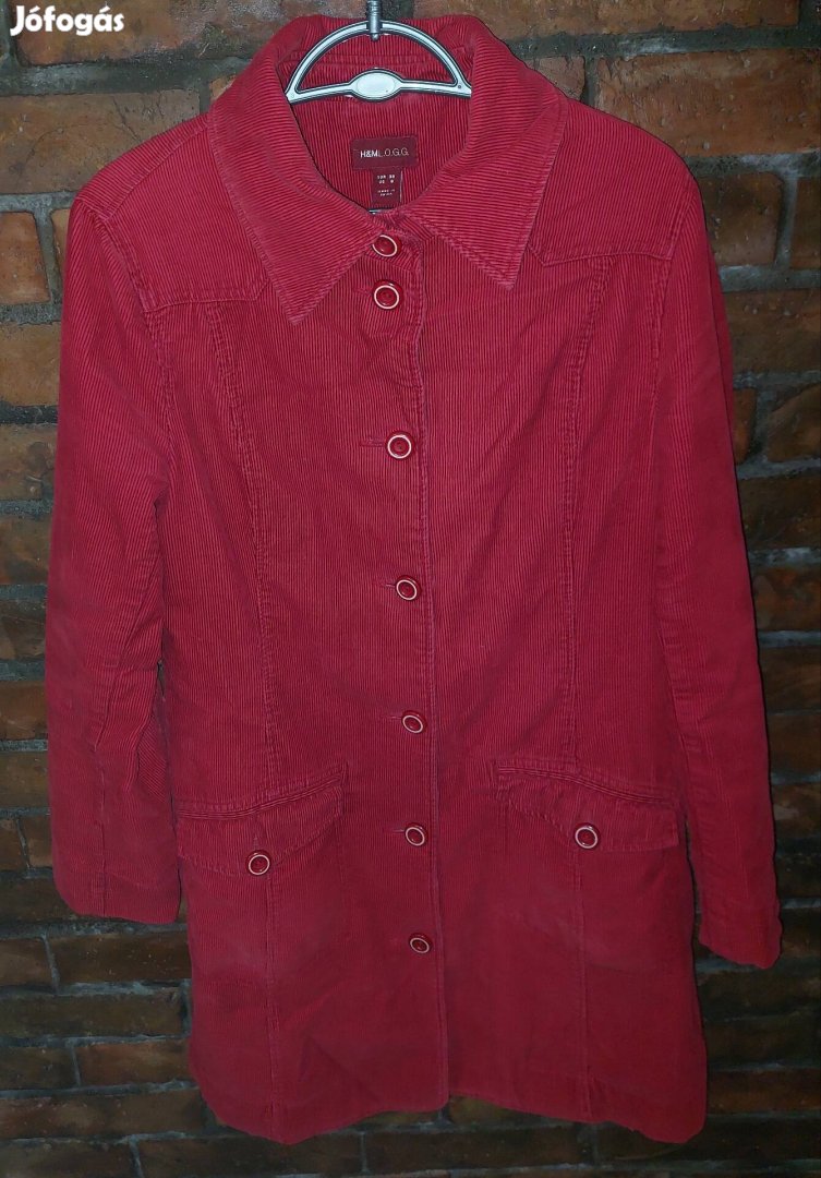 H&M piros bársony kabát(38)