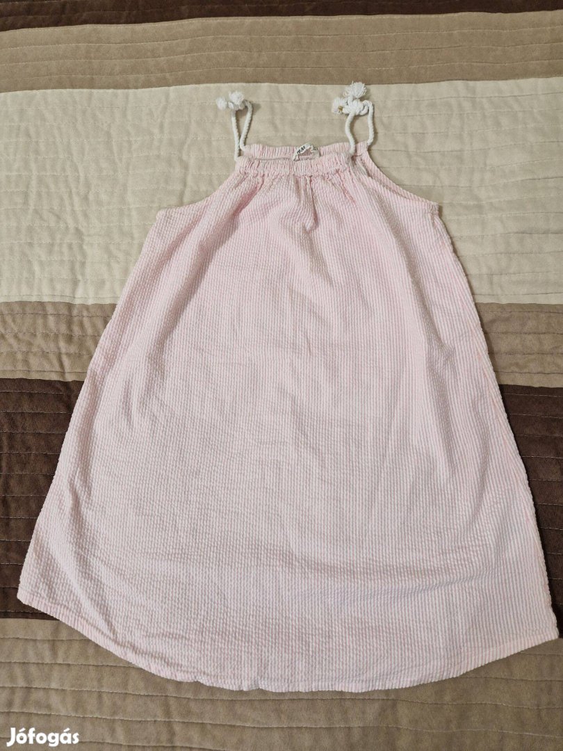 H&M rózsaszín-fehér anyagában csíkos lányka / gyerek ruha 140-es méret