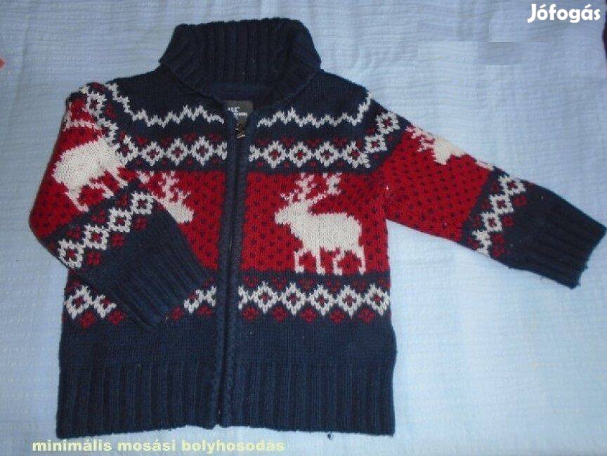 HM szarvas mintás pulóver 1-2 évesre méret 86 92