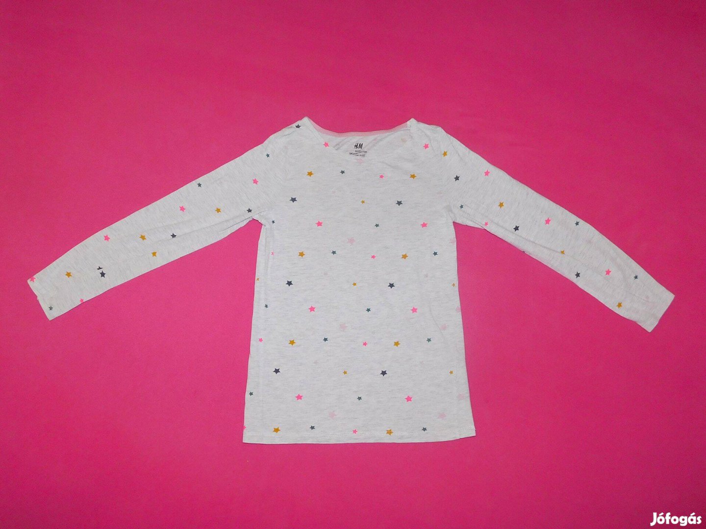 H&M szürke, csillagos pizsamafelső 134-140-es, 8-10 éves kislányra