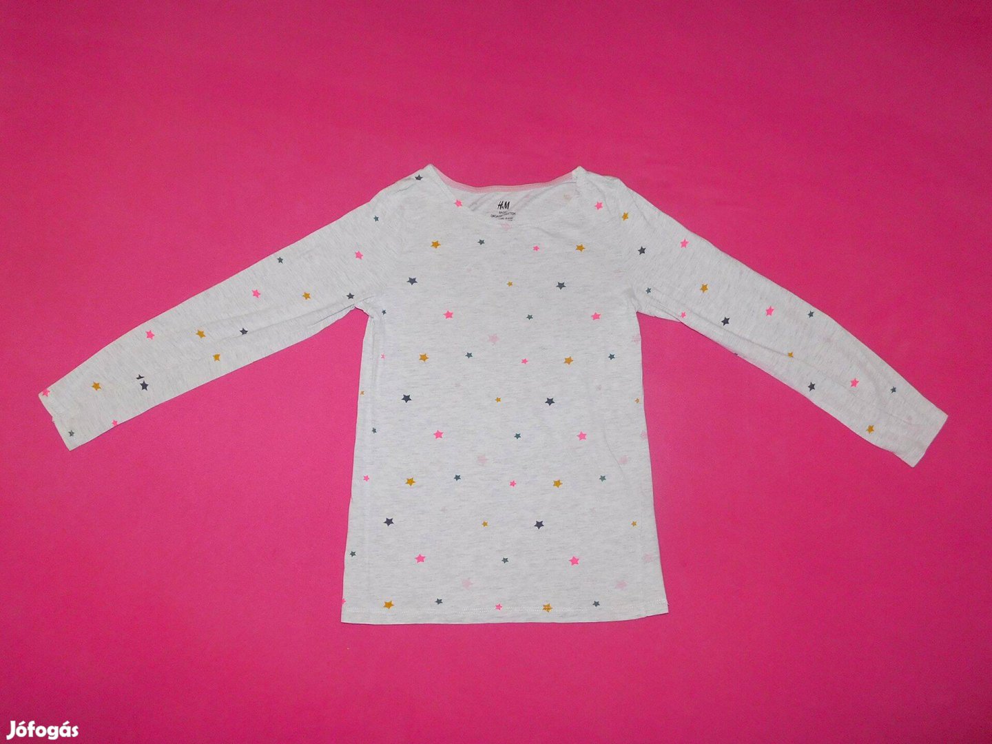 H&M szürke, csillagos pizsamafelső 134-140-es, 8-10 éves kislányra