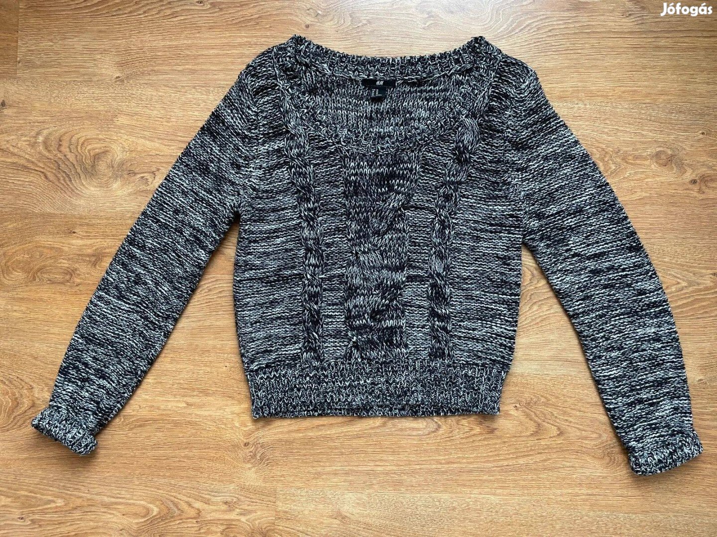 H&M szürke kötött crop pulóver grey knitted cropped sweater