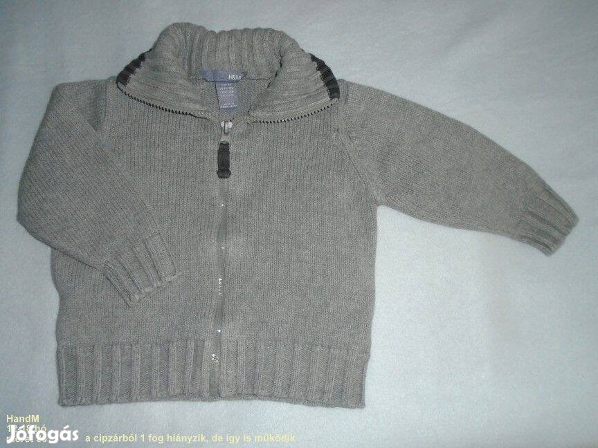 H&M szürke pulóver 12-18 hó (méret 86) cipzáras kardigán
