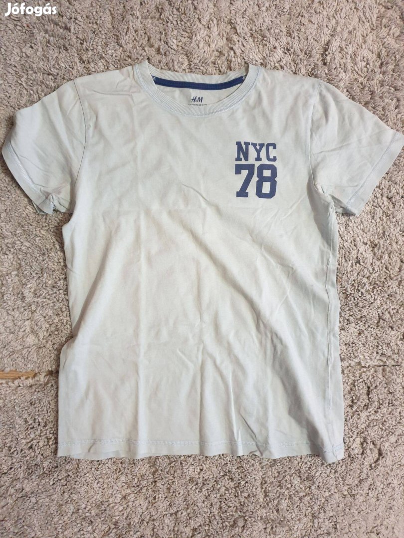 H&M világoskék rövid ujjú NY78 fiú póló / T-Shirt 12-14 éves méret
