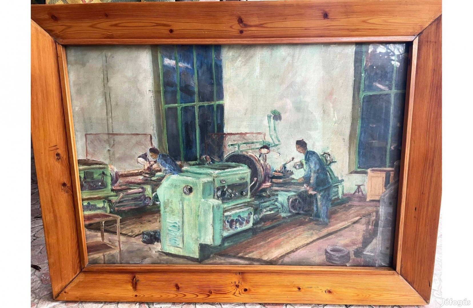 Haffner Károly Esztergályosok szocreál olaj vászon festmény