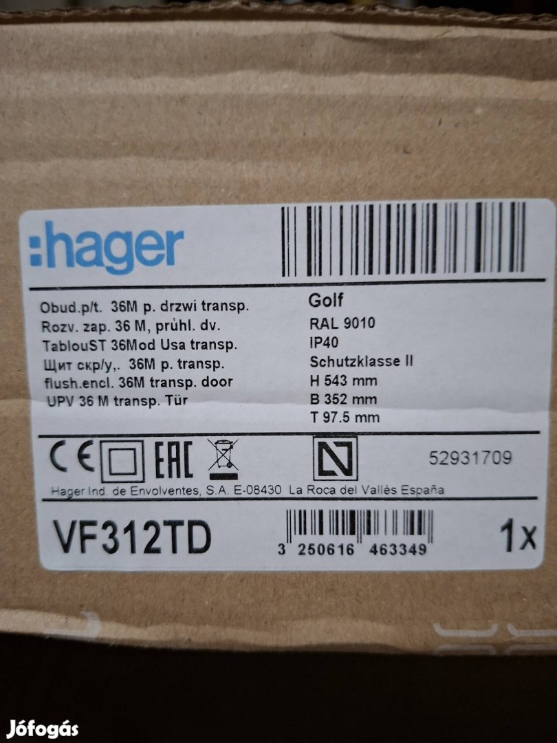 Hager elosztószekrény 3x12 modul