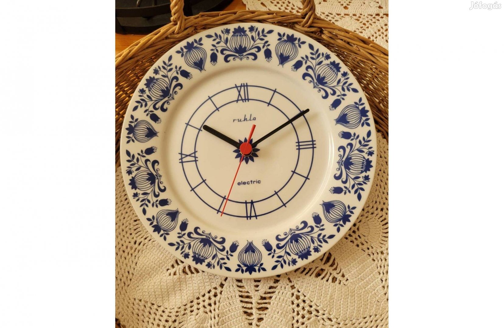 Hagymamintás porcelán tányéróra -működik