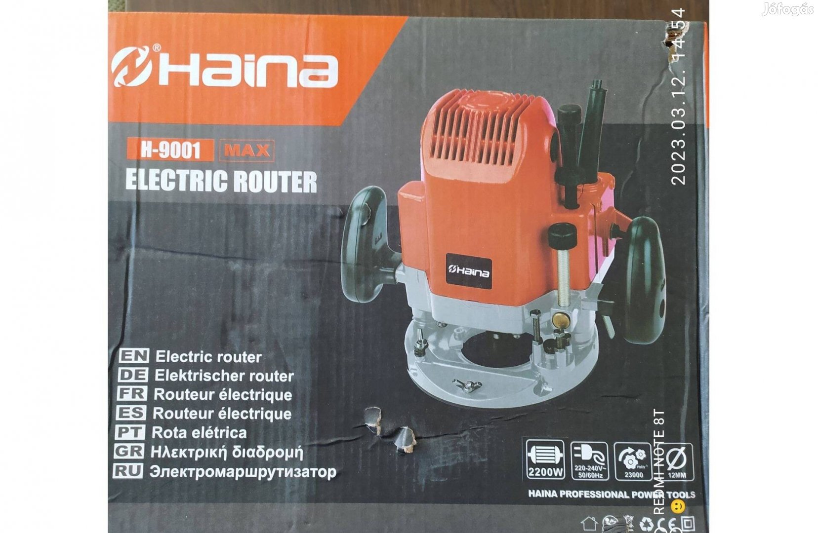 Haina H-9001 felsőmaró 2200W 6/8/12mm