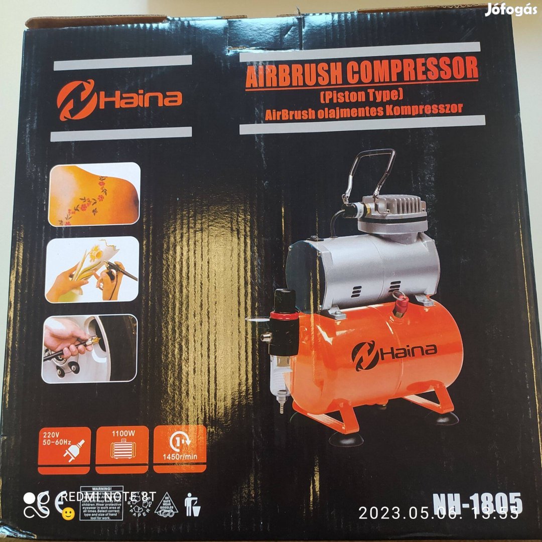 Haina airbrush mini olajmentes kompresszor 1100W 3liter NH-1805