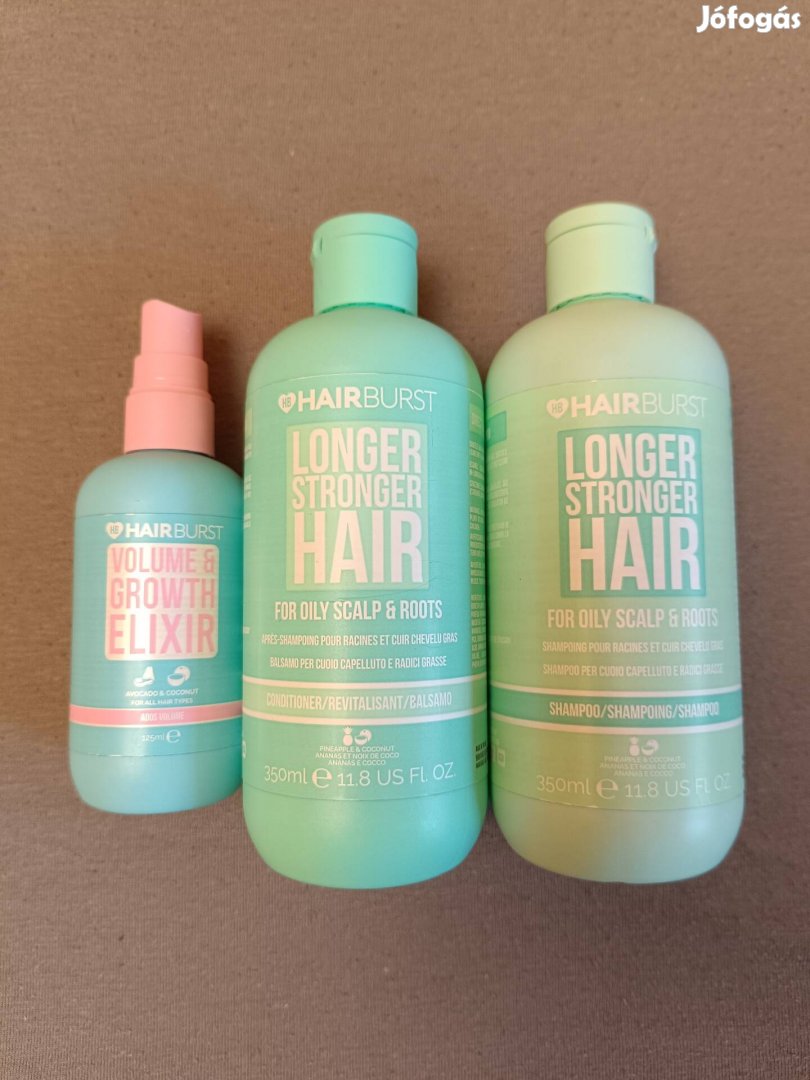 Hairburst sampon balzsam és hajelixír spray + ajándék 2 db hb hajgumi 