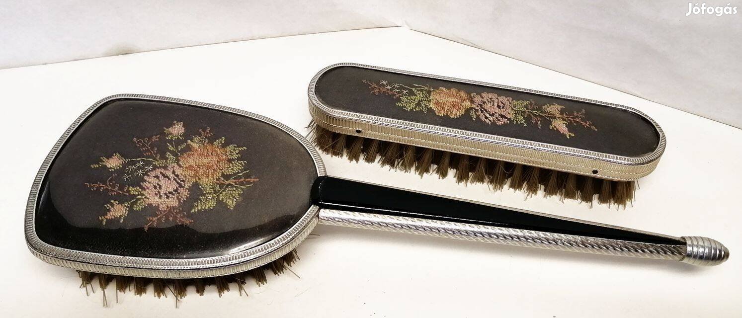 Haj és ruhakefe páros, Ezüstözött keretben Viktoriánus