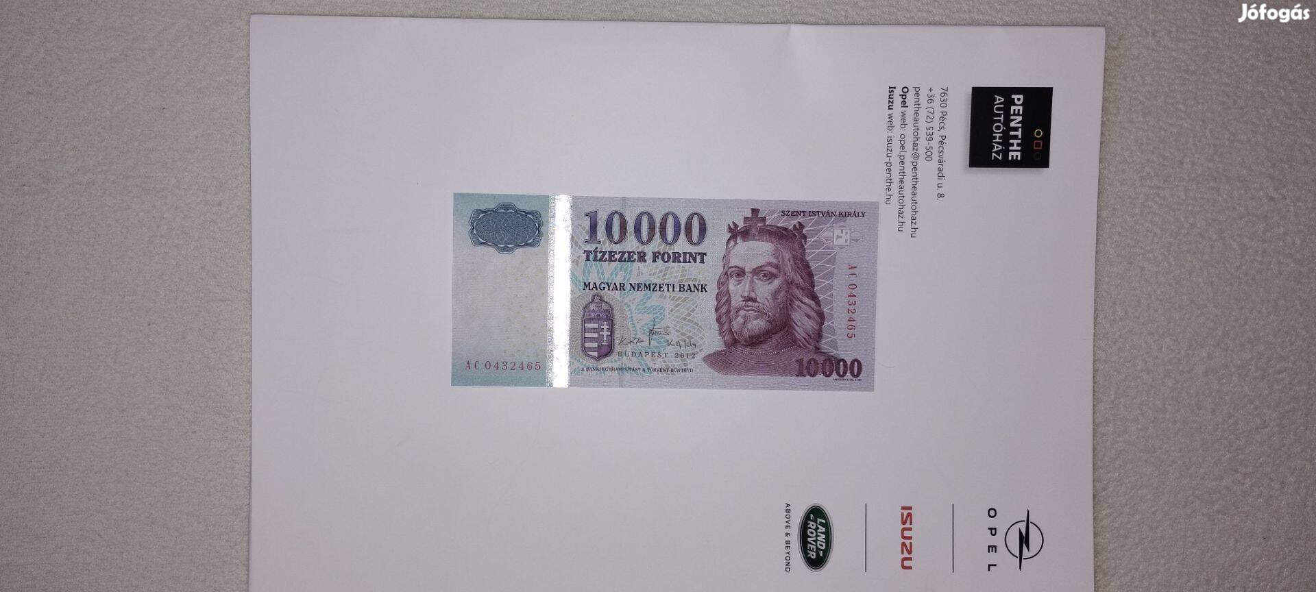 Hajtatlan 10000 forint 2012 gyönyörű bankfriss papírpénz