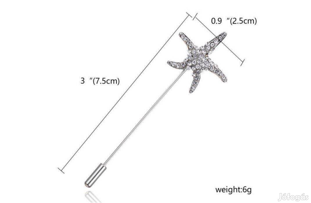 Hajtókatű, kitűző HAT07 - Strasszköves tengeri csillag 25x75mm