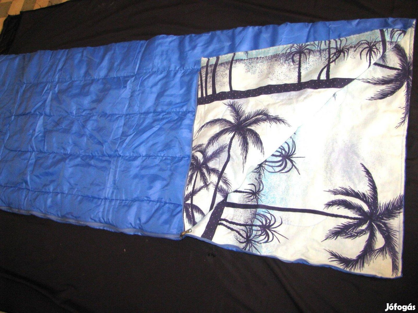 Hálózsák 180x75 pálmafás kék steppelt vízálló újszerű