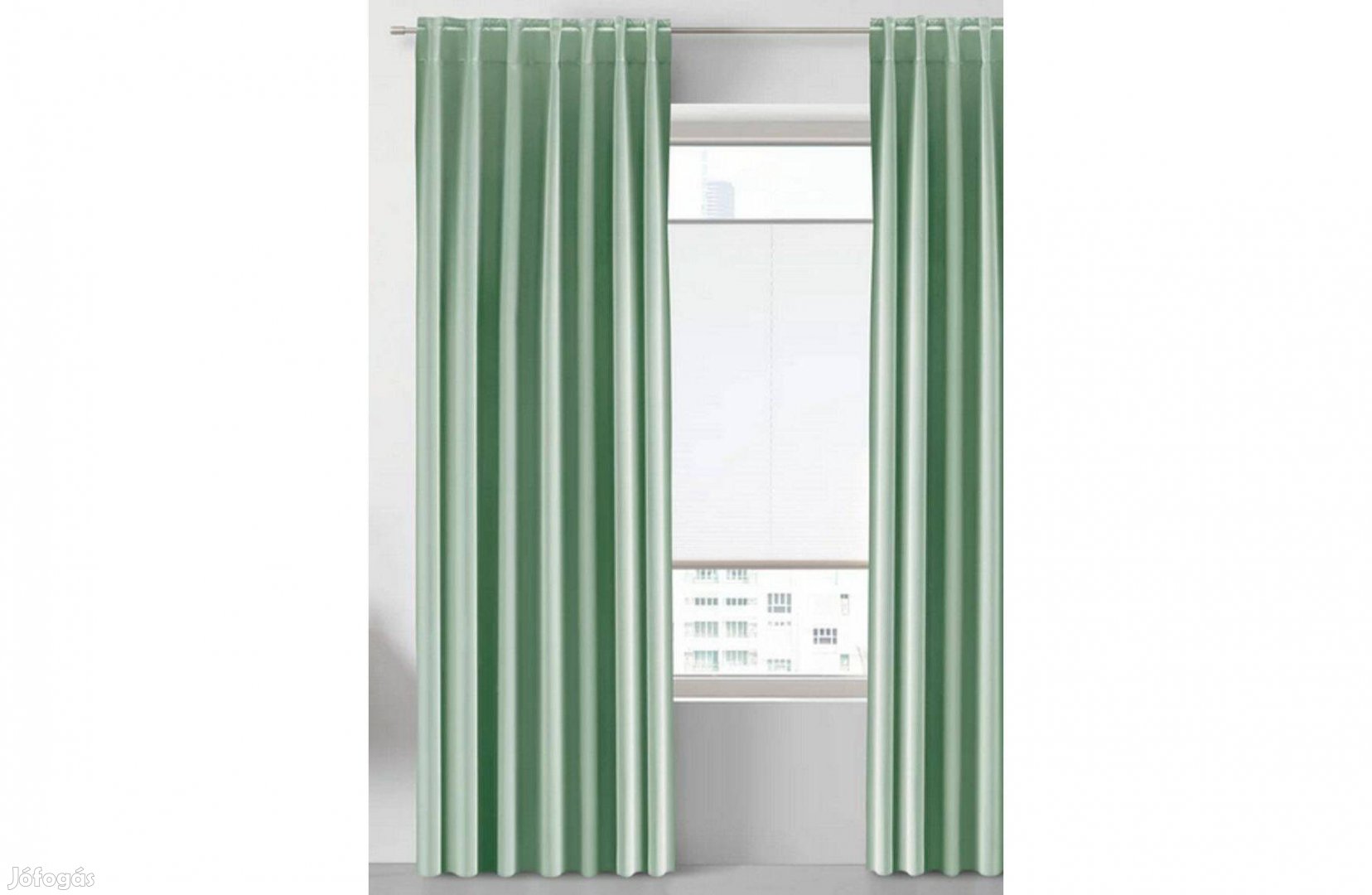 Halvány zöld sötétítőfüggöny 1 pár, 2 db, panel lakásba 