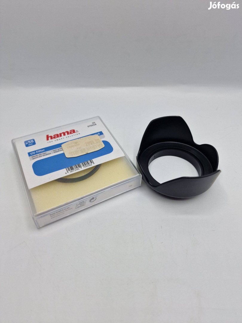 Hama 58mm UV szűrő fényvédővel, használt, Akciós