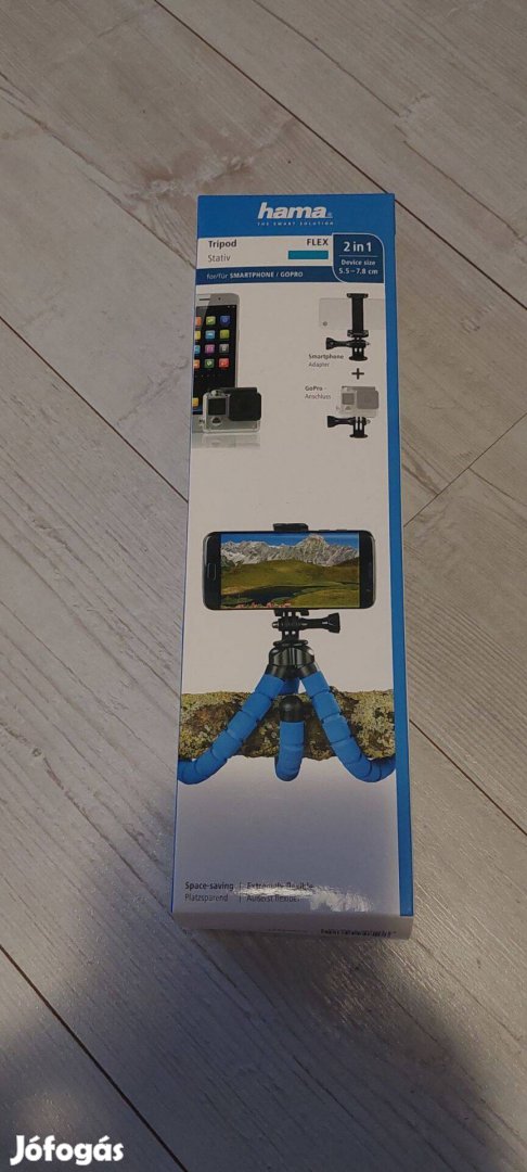 Hama Gopro/Smartphone Flex Midi állvány, 26 cm, kék új, bontatlan