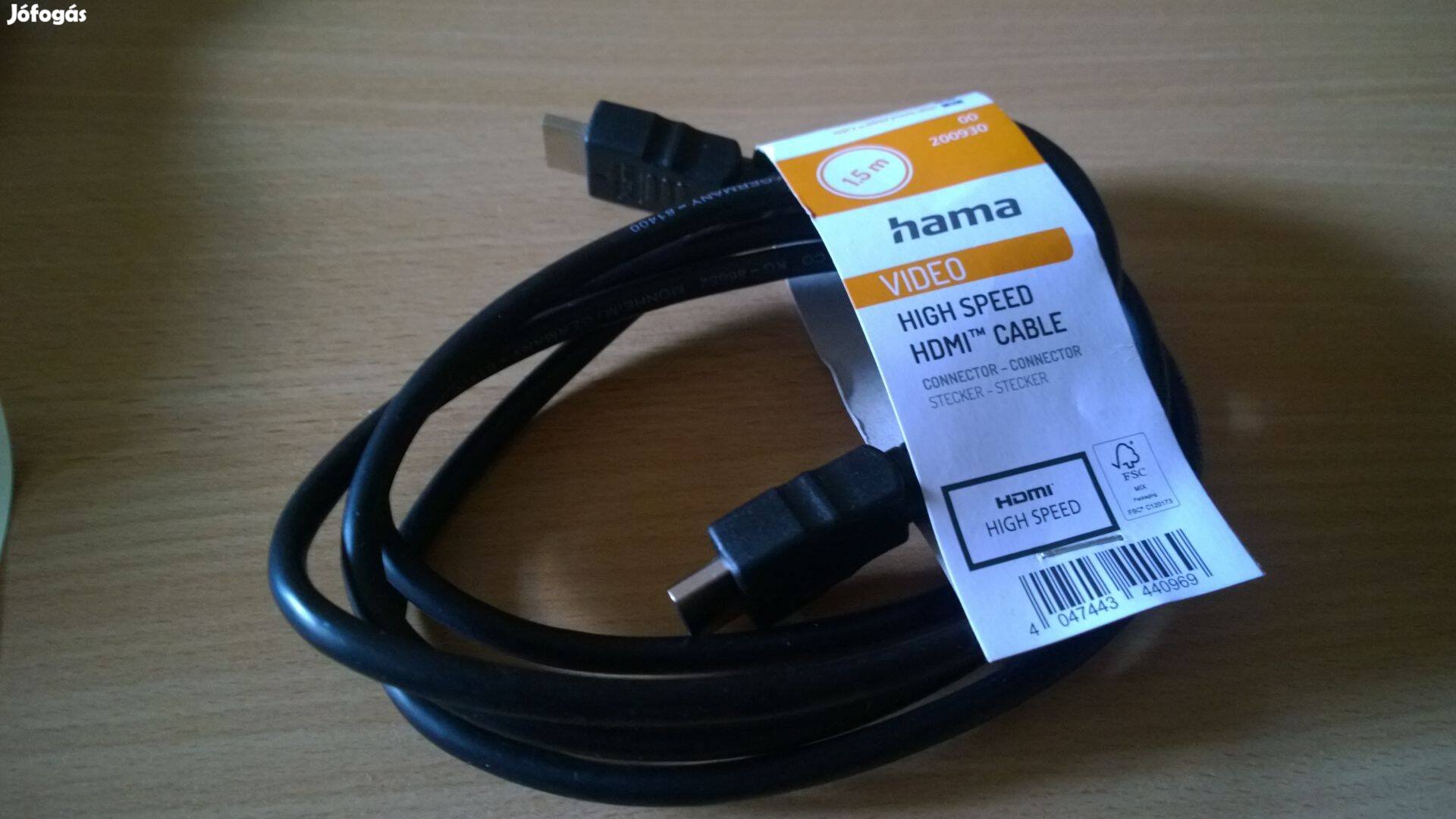Hama HDMI High Speed kábel, teljesen új, 1,5 méteres
